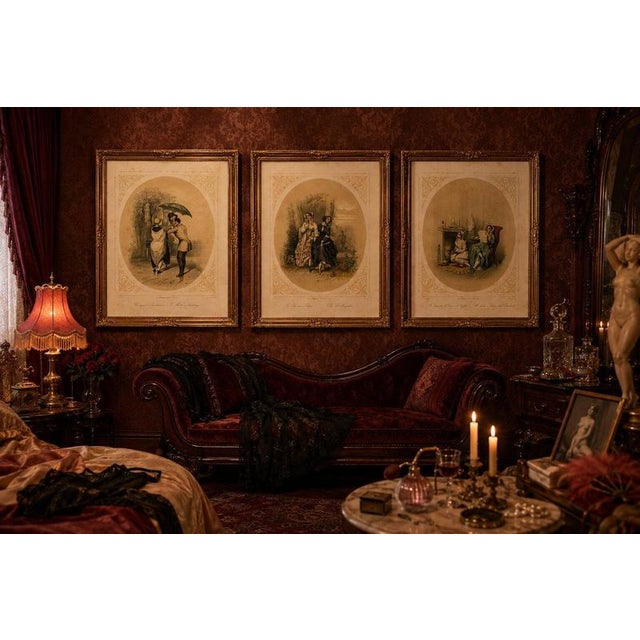 Bülow, Set of Three Romantic Courtship & Social Satire, 1850, Lithograph For Sale - Image 6 of 14