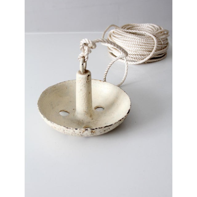 Vintage Cast Iron Mushroom Boat Anchor With Rope For Sale - Image 10 of 12