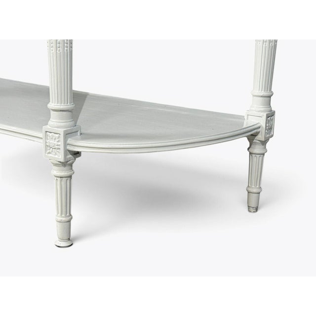 White Louis XVI Style, White Demilune Console Table, Wood, Marble, France, 1960s For Sale - Image 8 of 15