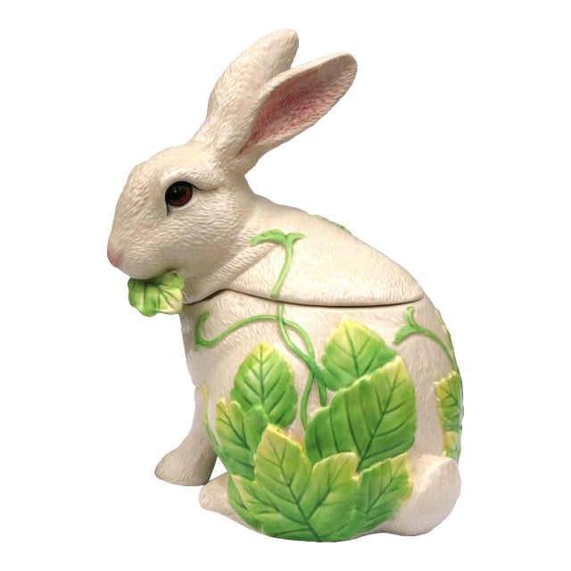 Fitz and Floyd White Garden Bunny Rabbit Le Lapin Cookie Jar For Sale