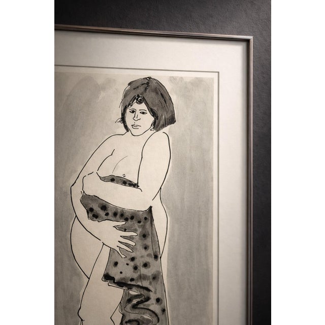 Vintage Figurative Ink & Wash Drawing – Framed Female Study, San Francisco Atelier, 30” For Sale - Image 4 of 6