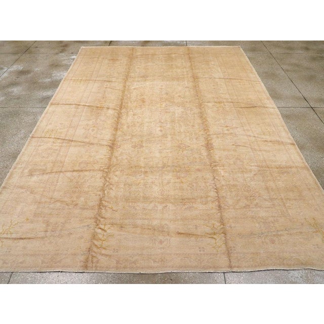 Rustic Galerie Shabab Collection Early 20th Century Turkish Oushak Room Size Carpet For Sale - Image 3 of 8