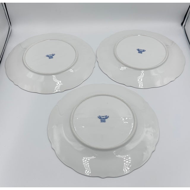 Shabby Chic 1950's Danube Blue Onion Blue & White Dinner Plate Set Ribbon Hallmark Logo - 3pcs For Sale - Image 3 of 9