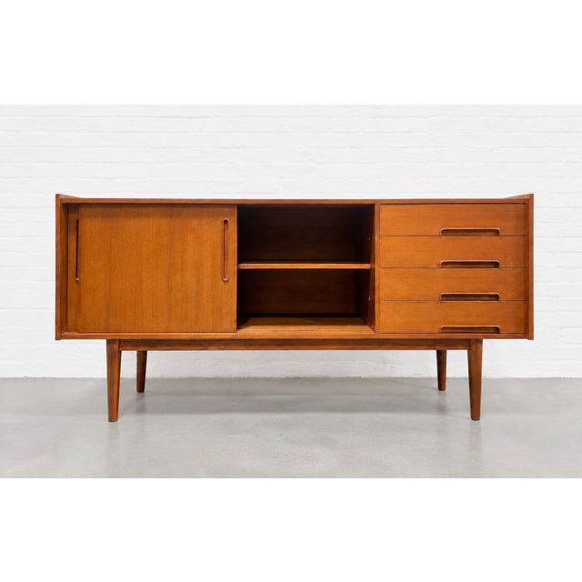 2020s Mid Century Modern Styled Handmade Teak Credenza | Danish Media Stand Sideboard For Sale - Image 5 of 12