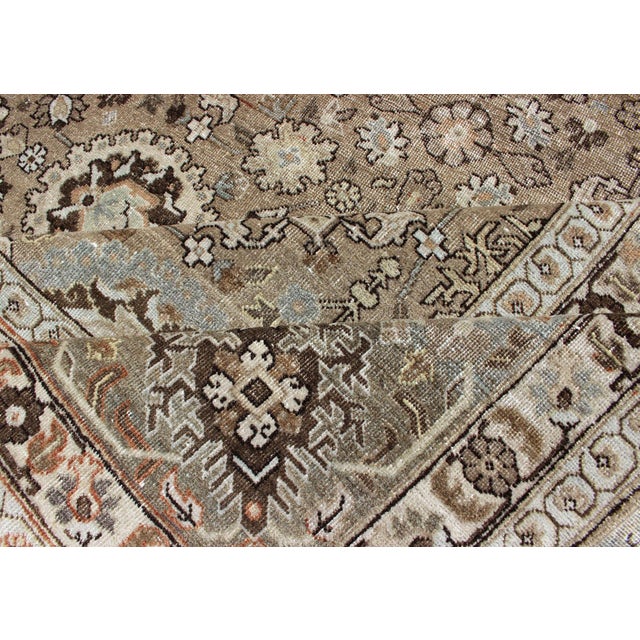 Antique Persian Tabriz Rug in Mocha, Camel, Brown, Gray and Light Blue 9'3 X 13 For Sale - Image 13 of 14