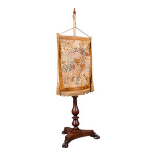 1835 Antique William IV English Pendant Pole Screen For Sale