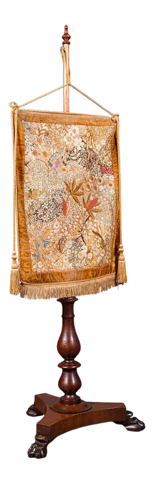 1835 Antique William IV English Pendant Pole Screen