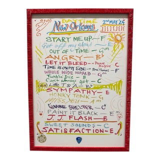 Rolling Stones Setlist by Ronnie Wood New Orleans La - Framed, With Pick For Sale