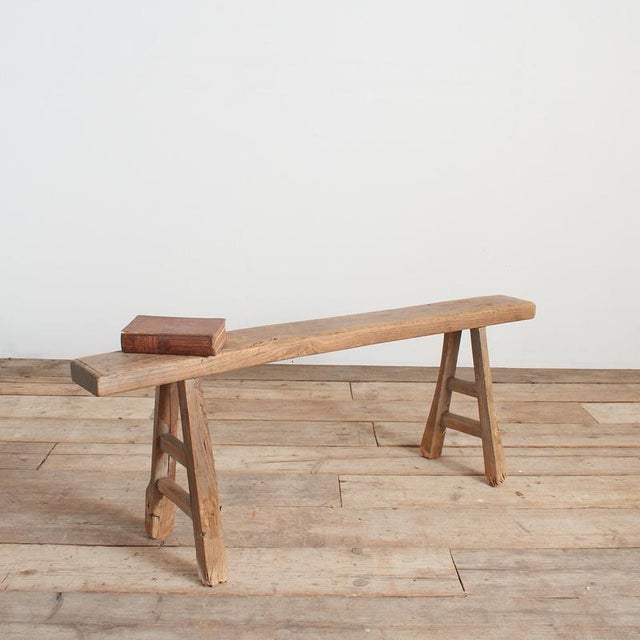 Wood Antique Reclaimed Wooden Hallway Pig Bench For Sale - Image 7 of 7