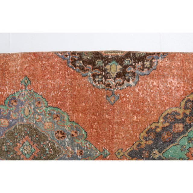 1960s Muted Olive & Terracotta Turkish Runner For Sale - Image 6 of 9