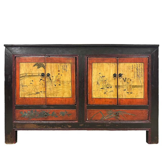 Early 20th Century Antique Chinese Mongolia Twin Cabinet/Buffet Table, Sideboard For Sale - Image 4 of 18