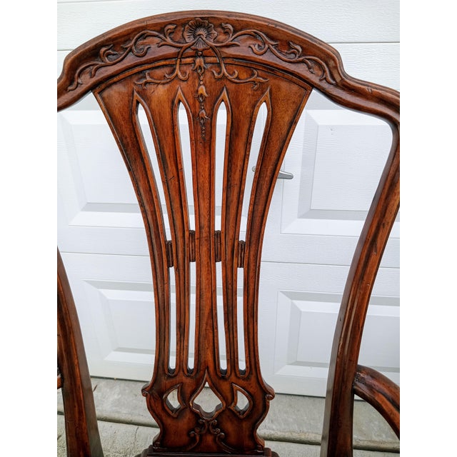 Elevate Your Space With This Exceptional Pair of Jonathan Charles Mahogany Leather Armchairs. For Sale In Raleigh - Image 6 of 12
