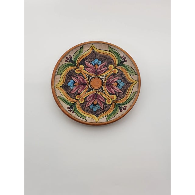 1980s Italian Hand-Painted Decorative Plate Signed Ceramica Ericina Rustic Decor For Sale - Image 4 of 5