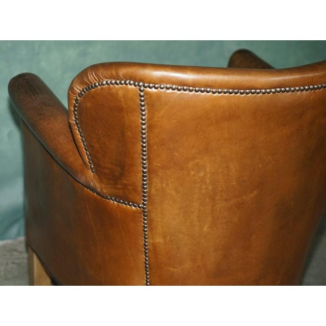 Handmade Cigar Brown Leather Club Chair For Sale - Image 13 of 16