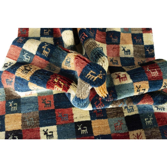 Hand-Knotted Gabbeh Nomadic Rug For Sale - Image 9 of 11