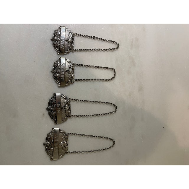Vintage Sterling Silver Decanter Liquor Labels by Turner & Simpson - Set of 4 For Sale - Image 9 of 9