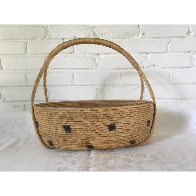 1990s American Handmade Basket With Handles For Sale - Image 13 of 13