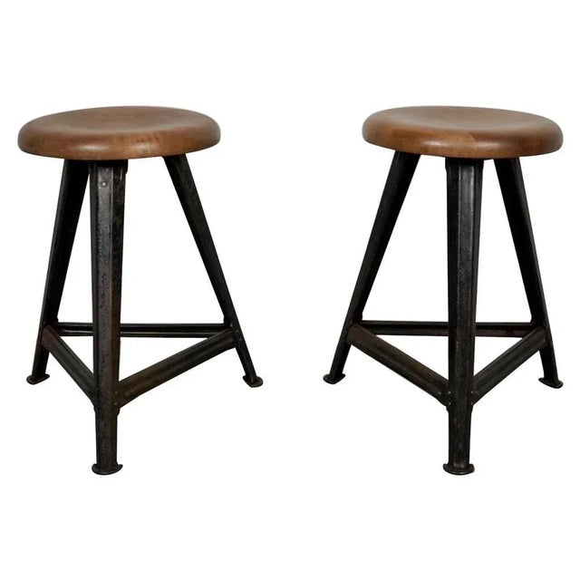 Set of Industrial Steel Factory Stools from Rowac Robert Wagner Chemnitz, 1930s For Sale - Image 12 of 12