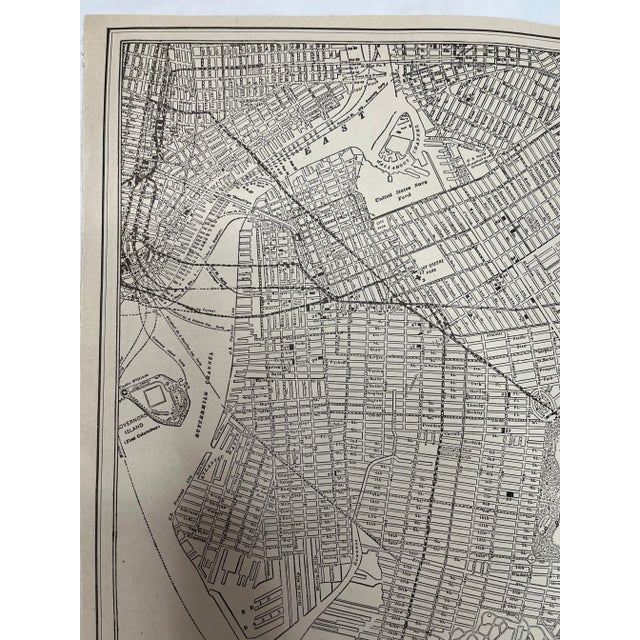 American Antique 1920s Brooklyn New York City Map For Sale - Image 3 of 5