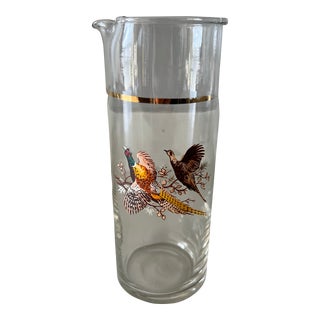 Vintage Glass Cocktail Pitcher With Pheasants For Sale