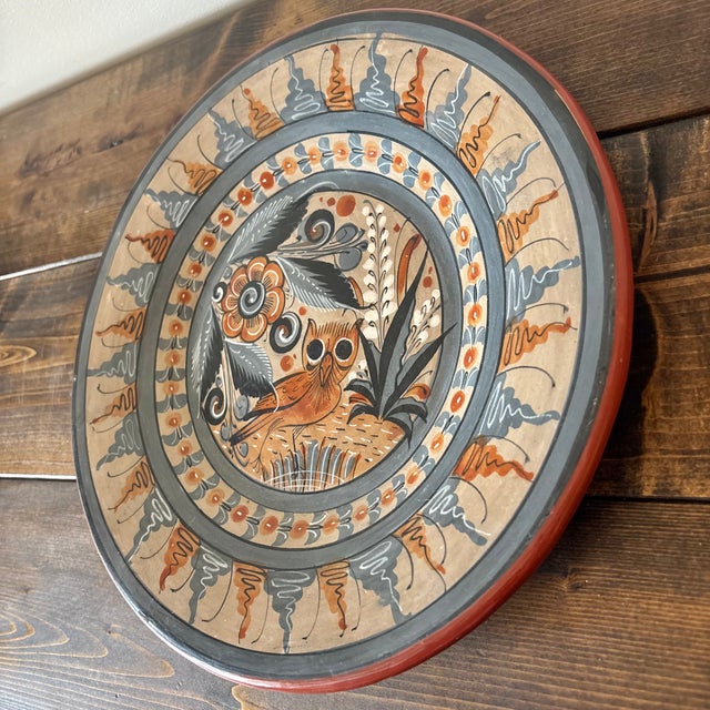 1970s Tonala Folk Art Pottery Wall Plate For Sale - Image 4 of 7