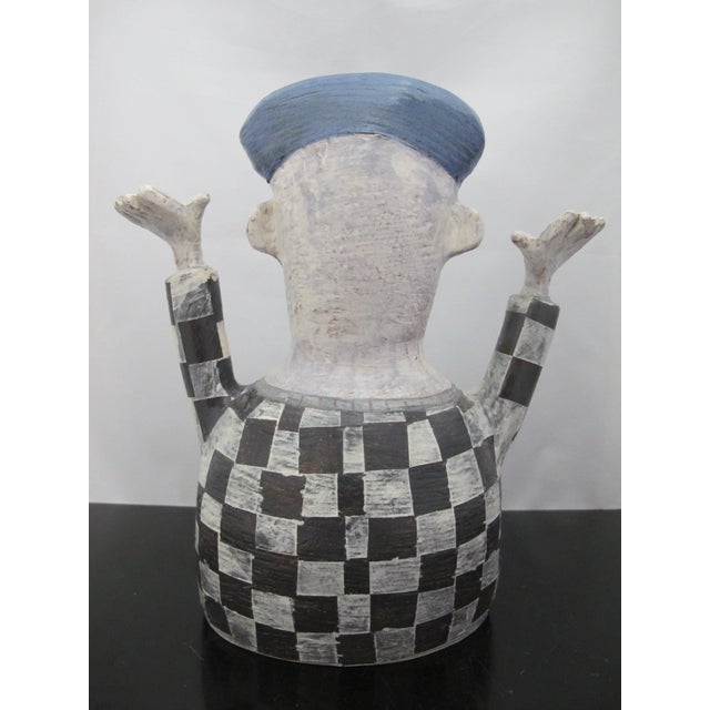 Late 20th Century Whimsical Kim Murton Animated Figural Checkerboard Pottery Sculpture For Sale - Image 5 of 8