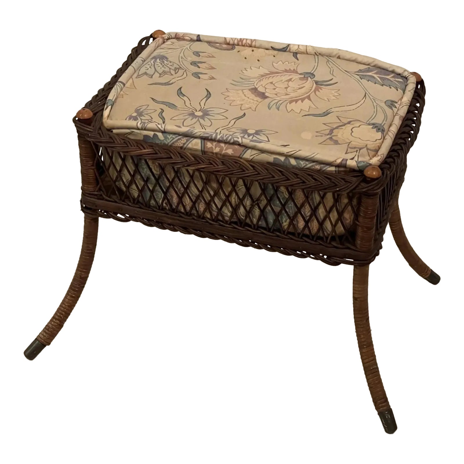 Late 20th Century Vintage Braided Wicker Footstool With Splayed Legs ...