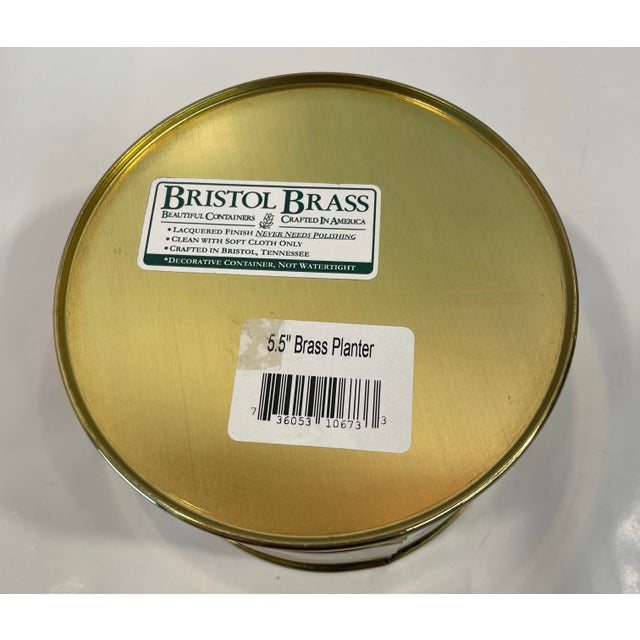 Vintage Round 5.5” Brass Planter For Sale - Image 4 of 6