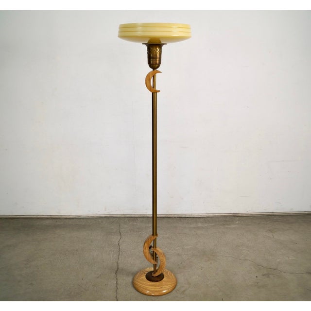 Mid-Century Modern 1940s Art Deco Torchiere Sculptural Floor Lamp For Sale - Image 3 of 12