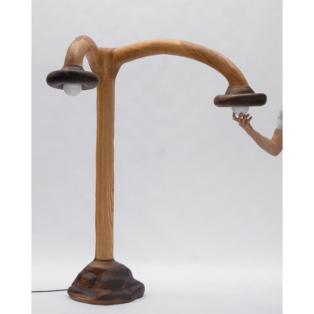 Walnut and Red Oak Floor Lamp by Alexander Knysch For Sale - Image 4 of 8