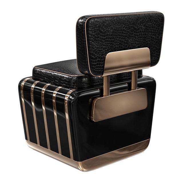 "Perla Xciii" Chair With Stainless Steel, Bronze Details, Handmade For Sale In Los Angeles - Image 6 of 6