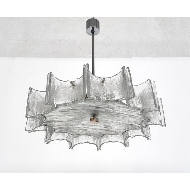 Glass Large Ice Glass Chandelier from Kaiser Leuchten, 1970s For Sale - Image 7 of 18