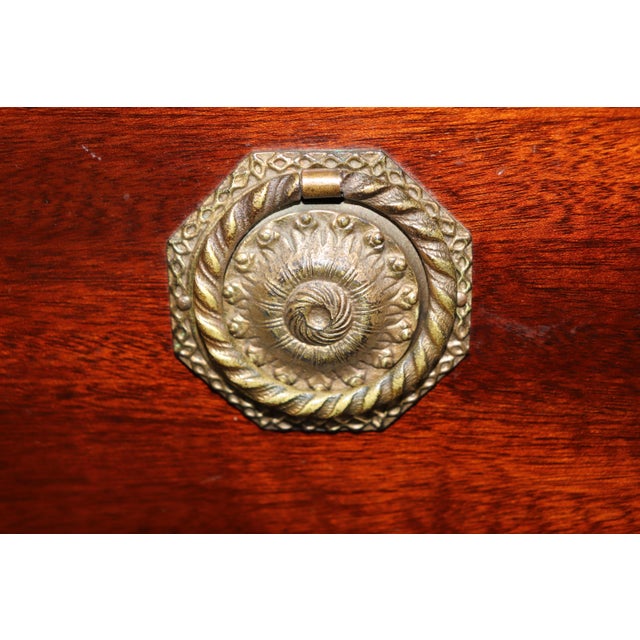 1910s French Louis XVI Directoire Style Brass Mounted White Marble Top Commode For Sale - Image 5 of 17