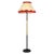 Mid-Century Italian Modern Metal and Brass Floor Lamp with Beige and Red Fabric Shade, 1940 For Sale