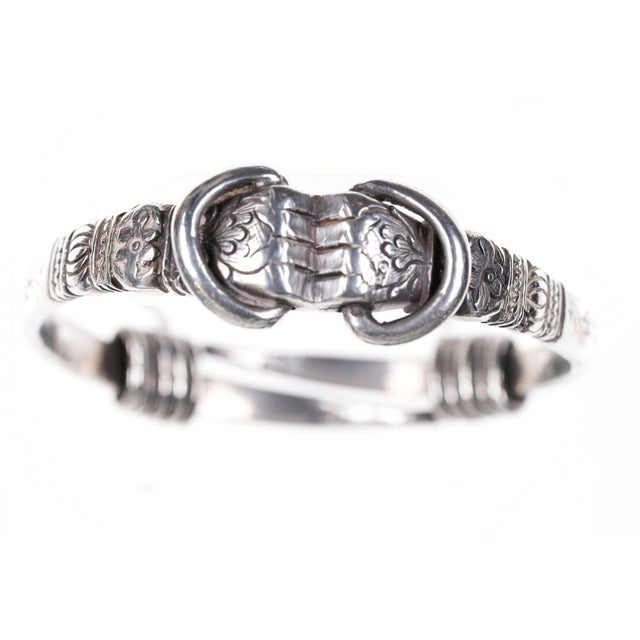 Chinese Antique Chinese Silver Adjustable Bangle For Sale - Image 3 of 8