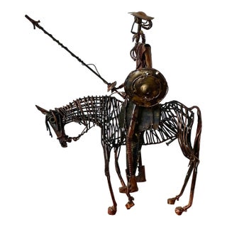 Vintage Boho Brutalist Sculpture of Don Quixote De La Mancha For Sale