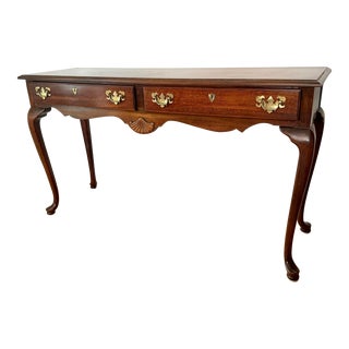 1980s Queen Anne Cherry Console Table, After Ethan Allen For Sale