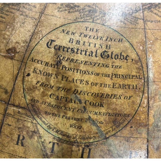 Antique Pair Georgian Terrestrial & Celestial Globes on Stands, Signed J. & W. Cary, 1802 and T. M. Bardin 1800 For Sale - Image 18 of 18