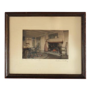 Antique Wallace Nutting Print “An Elaborate Dinner” Signed C1900 For Sale