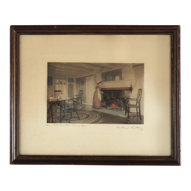 Antique Wallace Nutting Print “An Elaborate Dinner” Signed C1900 For Sale