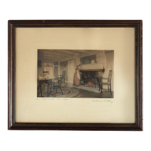 Antique Wallace Nutting Print “An Elaborate Dinner” Signed C1900