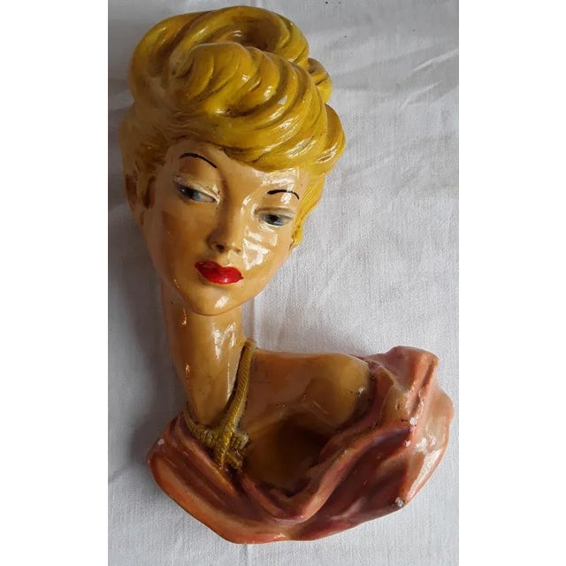 Vintage Womens Bust in Colored Glazed Ceramic by Studio MG, 1960s For Sale - Image 6 of 6