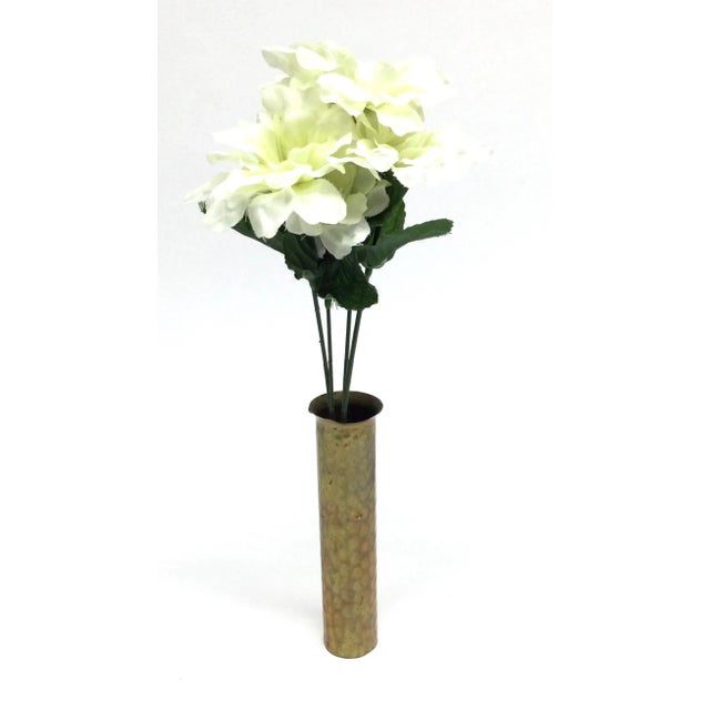 Brass Vintage Artisan Created Weighted Solid Brass Bud Vase For Sale - Image 8 of 9