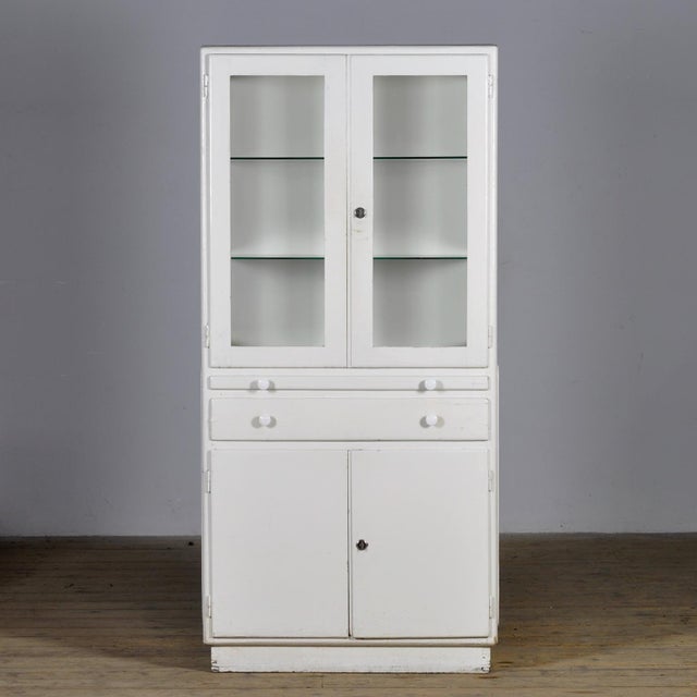 Industrial Vintage Wooden Medicine Cabinet, 1950s For Sale - Image 3 of 13