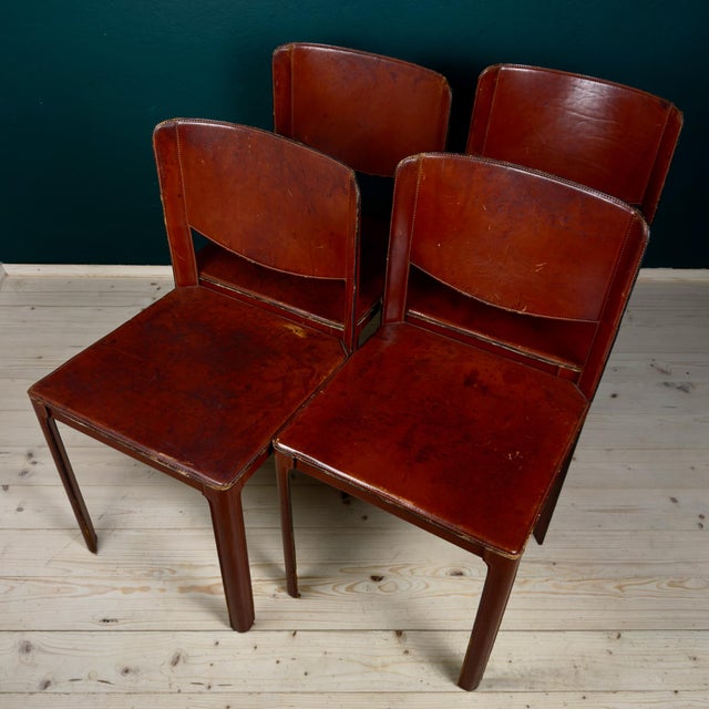 Mid-Century Sistina Saddle Dining Chairs by Tito Agnoli for Matteo Grassi, Italy, 1980s, Set of 4 For Sale - Image 9 of 18