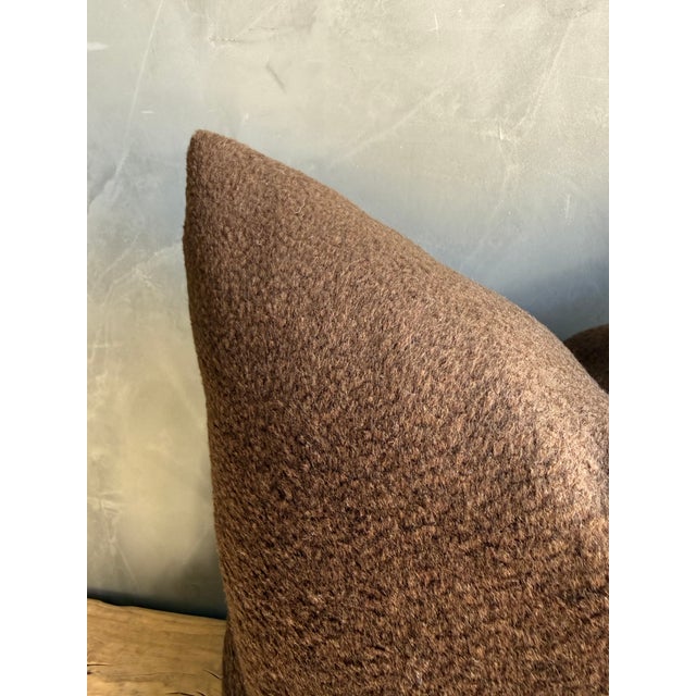Mid-Century Modern Chocolate Brown Accent Pillow With Down Insert 100% Wool For Sale - Image 3 of 5