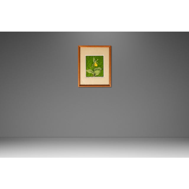 Mid-Century Modern Boho Chic 18/65 Framed & Signed Lithograph Print of a Lady's Slipper Orchid by John Cook, Usa, C. 1960s For Sale - Image 12 of 16
