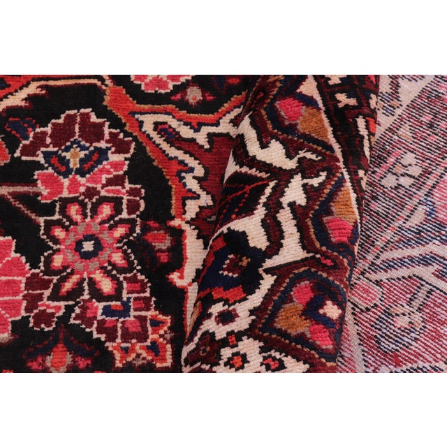 Burgundy Medallion Antique Heriz Burgundy/Beige Wool Rug - 10'6'' X 12'3'' For Sale - Image 8 of 10