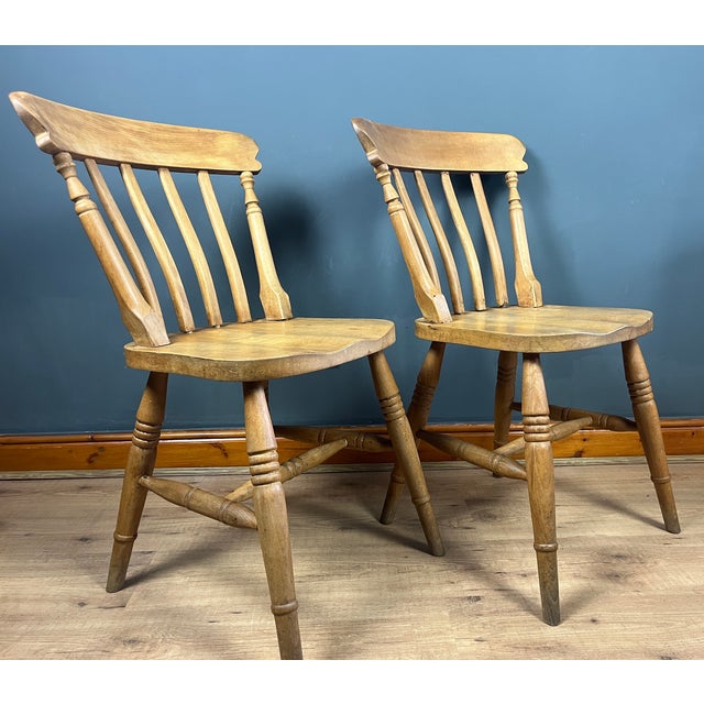 Vintage Beech Farmhouse Dining Chairs, 1950s, Set of 2 For Sale - Image 12 of 18