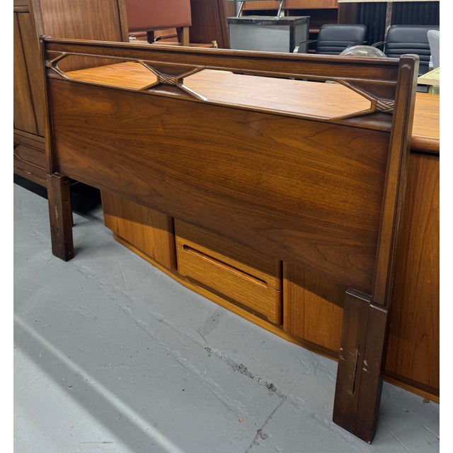 Complete your Mid-Century Modern bedroom with this beautifully crafted walnut headboard by Hoke Wood Products. Showcasing...